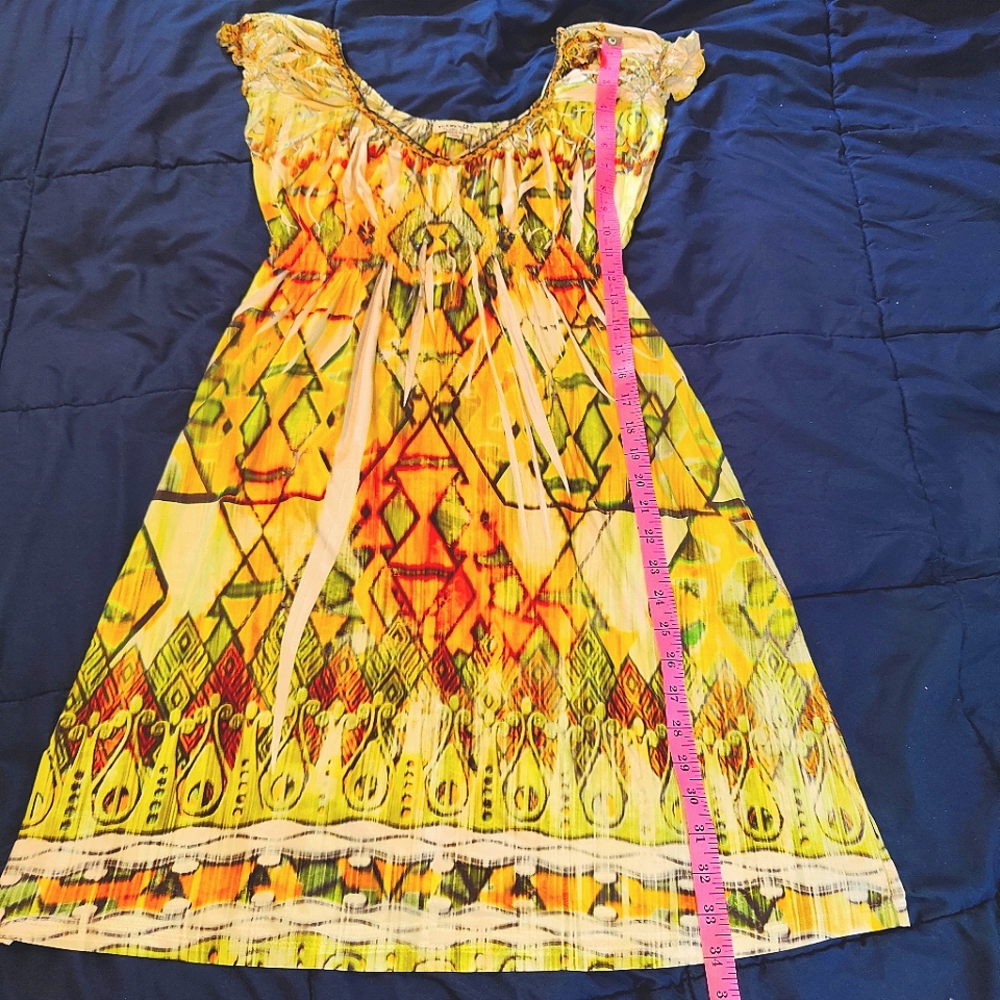 ONE WORLD Sundress with Cap Sleeves- Boho, Y2K, 90s, Whimsygoth - Picture 4 of 4